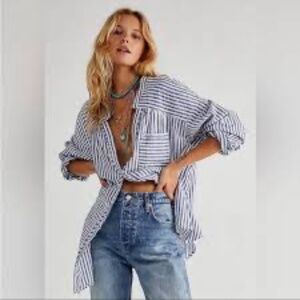 We The Free/Free People 'One of the Boys' Striped Cotton Tunic Top - MED-NEW